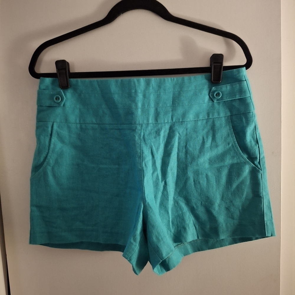 Charlotte Russe Women's High Waist Teal Linen Shorts